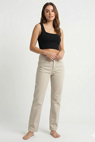 katalya Soft Premium Straight Fit Women's Gabardine Trousers-Beige