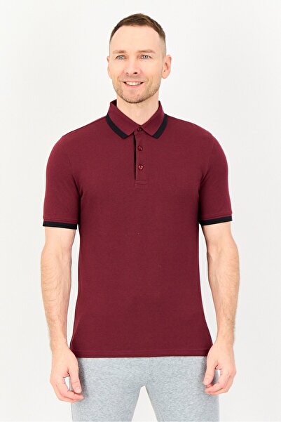 Puma Men Sportswear Fit Short Sleeve Essential Pique Tipping Outdoor Polo Shirt, Maroon