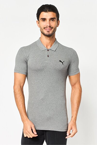 Puma Men Slim Fit Short Sleeve Embroidered Logo Outdoor Polo Shirt, Grey