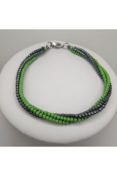 B2Y Green and black necklace, bracelet and earrings set