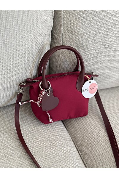 BAGLOVİS Daily Fabric Small Burgundy Women's Shoulder Bag En18 Boy15