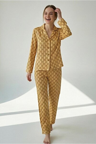 MORRO Stretch Fabric Viscose Long Sleeve Women's Pajama Set |   Comfortable Button-Down Collar Stylish Nightgown Home Wear