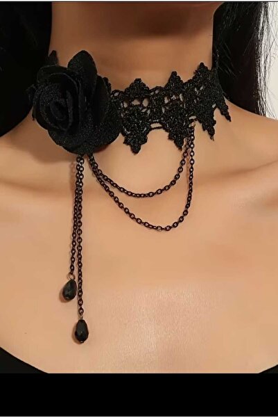 Vintage Black Lace Gothic Choker Necklace - Party Accessories - Adjustable Chain - MODEL NO*23