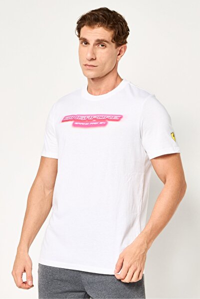Puma x Scuderia Ferrari Singapore Men Sportswear Fit Short Sleeve Outdoor T-Shirt, White