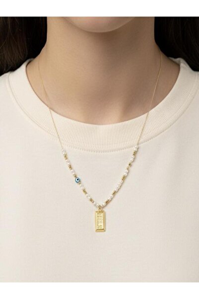 Lavin Accessory İnci Gold Külçe Altın Kolye
