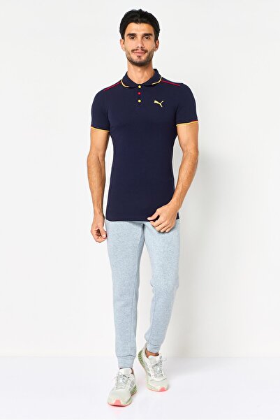 Puma Men Sportswear Fit Short Sleeve Embroidered Logo Outdoor Polo Shirt, Navy