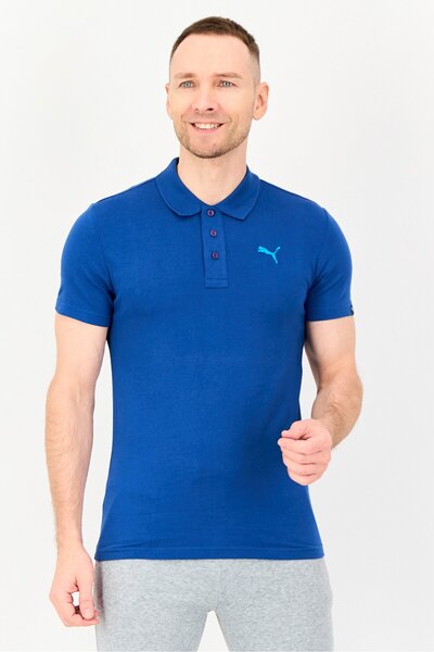 Puma Men Slim Fit Short Sleeve Embroidered Logo Outdoor Polo Shirt, Blue