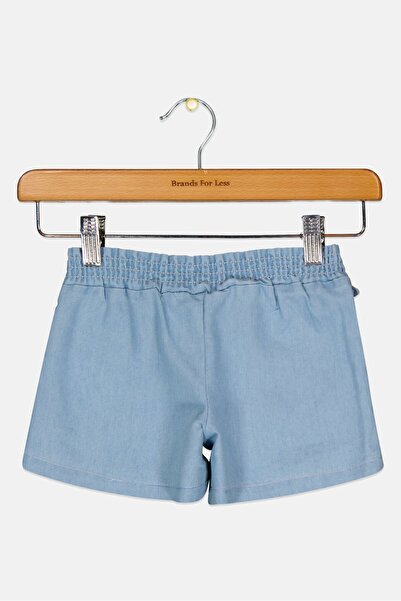 Bebe Toddlers Girl Embroidered Logo Basic Shorts, Denim Blue