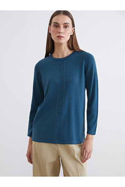 LC Waikiki Özmarka New Season Crew Neck Stone Pattern Women's Knitwear Sweater