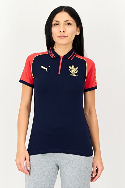 Puma x Royal Challengers Women Sportswear Fit Short Sleeve Outdoor Polo Shirt, Navy