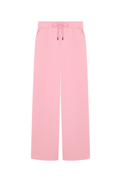 veres Γυναικείο ροζ χειμερινό φλις παντελόνι με ραφές στα πόδια, φαρδύ παντελόνι