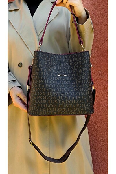 Just Polo Justpolo Women's Coffee Burgundy Short and Long Adjustable Shoulder Bag