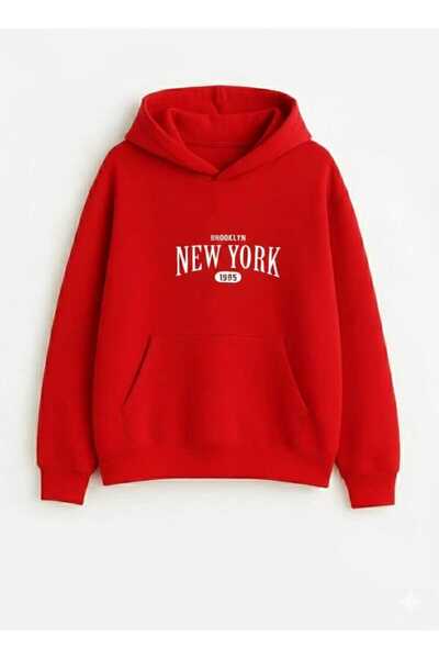 woonkey Brooklyn New York Oversized Hoodie – Unisex Hooded Sweatshirt, Minimal Design, White 1995 Print