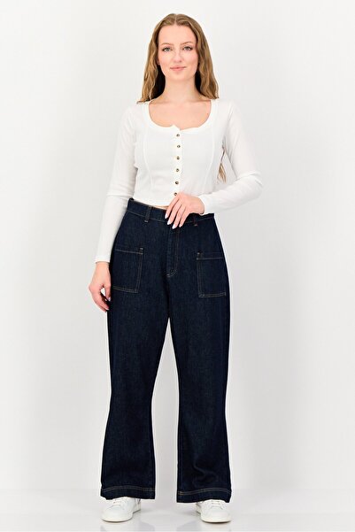 Temperley London Women Regular Fit Solid Non Stretchable Jeans, Navy Blue