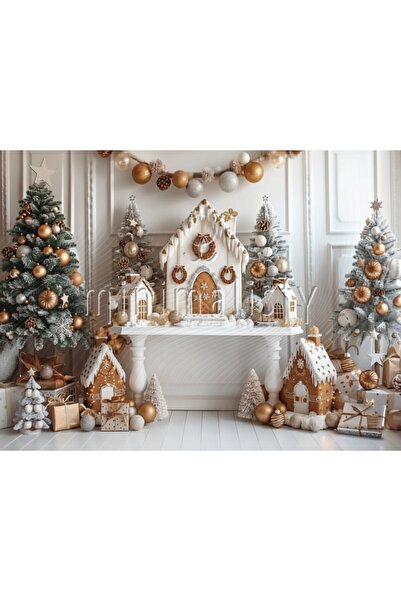 Minimalisfy Magical Christmas Village Themed Printing Fabric Background 200X1...