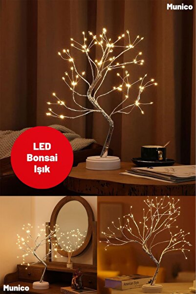 Munico Dekoratif Bonsai LED Ağaç Lambası Yapay Bonsai Ruh Ağacı LED Peri Işığ...
