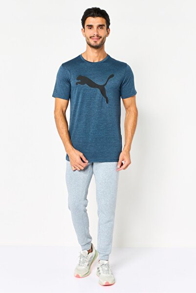 Puma Men Sportswear Fit Short Sleeve Outdoor T-Shirt, Heather Teal Blue