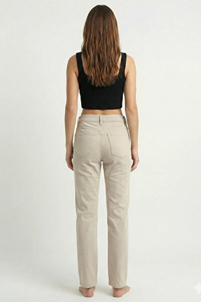 katalya Soft Premium Straight Fit Women's Gabardine Trousers-Beige