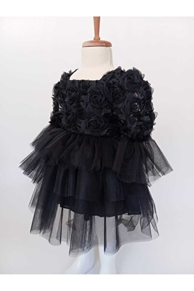 Baby Güllü Fiyonk Detaylı Tüllü Tütü Abiye Kız Çocuk Elbise