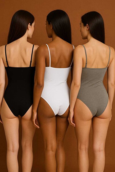 Tenra 3 Pieces Snap Fastener Bodysuit Black-White-Grey Premium Cotton Bodysuit