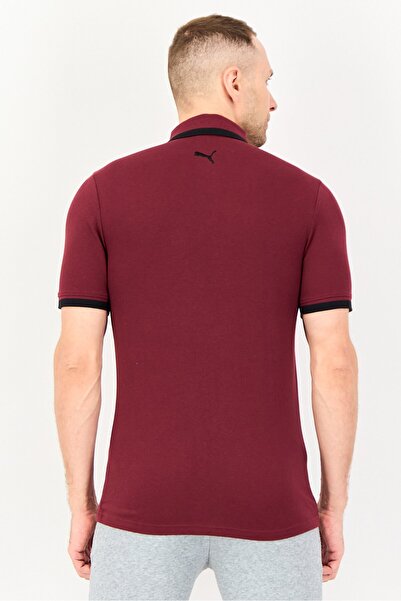 Puma Men Sportswear Fit Short Sleeve Essential Pique Tipping Outdoor Polo Shirt, Maroon