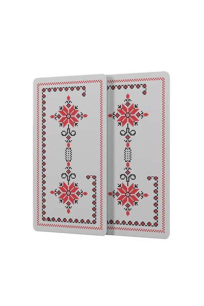 Decovetro Glass Coffee Table Set of 2 with Cross Stitch Pattern 30 X 15 cm