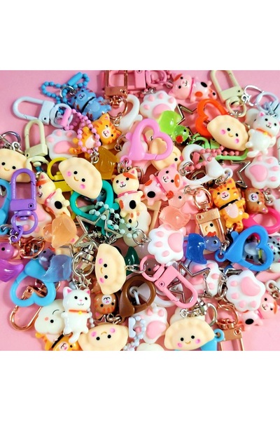 Espey Karışık Anahtarlık Fermuar Çanta Charm Sevimli Figür 3 Adet Rastgele