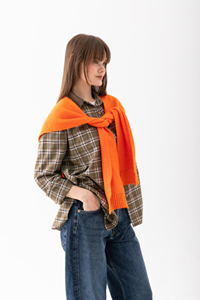 Wega Moda Yumoş Square Patchwork Scarf - Sports Knitwear Knitted Shoulder Scarf - Puffy Soft Textured Scarf