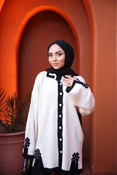 EREN STYLE Cotton Knitwear Stone Detailed Jacket Trousers 2-Piece Set (between Sizes 38-46)