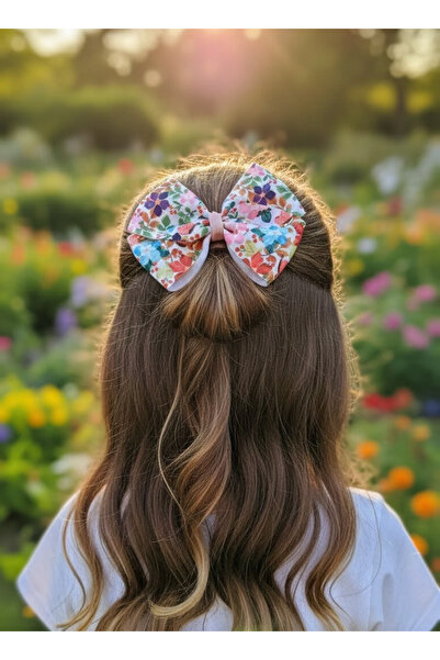 Toka Delisi Flower Pattern Ribbon Bow Hair Clip, Handmade Special Occasion Gr...