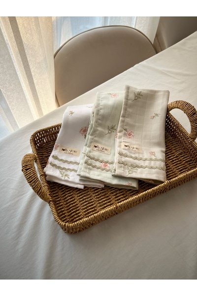 ToffyStore Cream Floral Muslin Fabric Kitchen Cloth (35X50Cm)