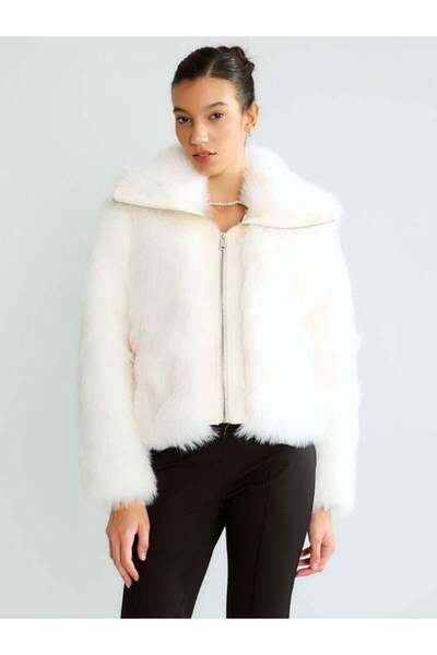 Robin 99459 Faux Fur Coat Ecru