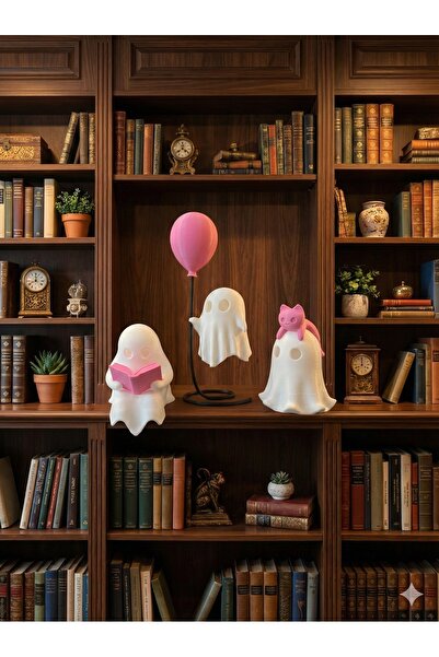 Atsutech Hayaletler Çetesi Sevimli Işıklı Hayalet Biblo Seti: Okuma Köşesi ve Masa Üstü Pilli Mum- Tealight