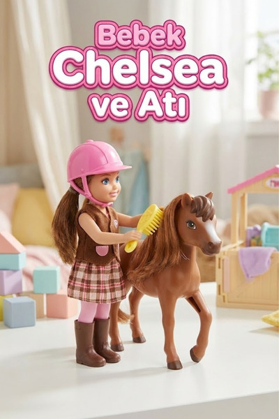 craftivio Chelsea Atlı Binici Bebek ve Sevimli Atı Oyun Seti - Taraklı, Aksesuarlı Kız Çocuk Oyuncak