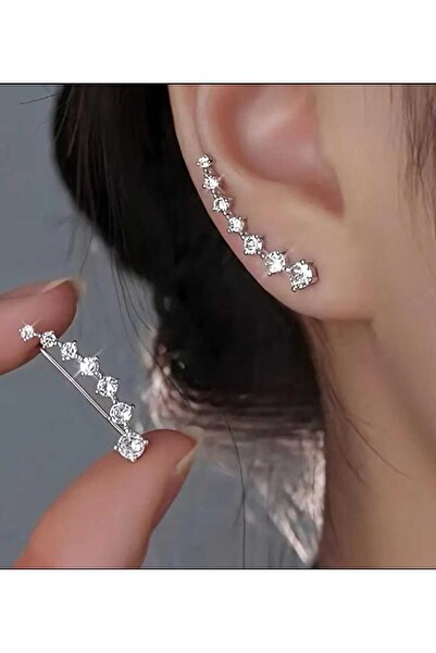 BYFASHION Shiny Stone Long Clip-On Earcuff Earrings