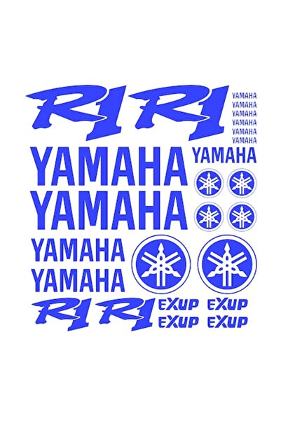 Oracal 651 Set of 25 yamaha r1 stickers, blue