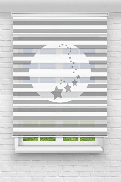 Perdecizade (ENXBOY)AYDAKİ YILDIZLAR DİJİTAL BASKILI ZEBRA PERDE-COCUK ODASI-STOR PERDE