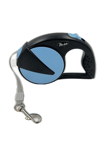 OEM Lesa Rectractabila caini talie mica/medie NEGRU cu BLEU, 5m, max. 20kg