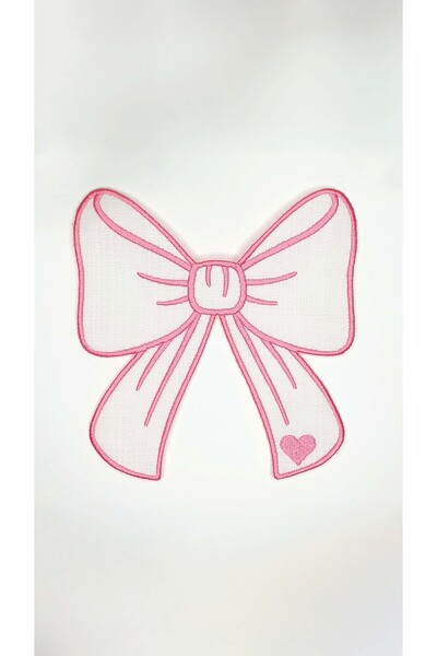 decofav Ribbon-Shaped White Fabric Pink Embroidered Cocktail Napkin 1 Piece