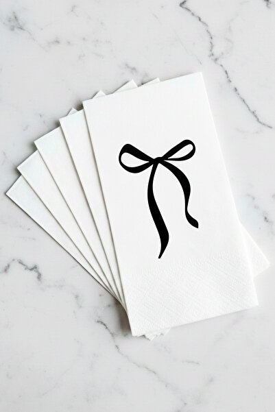 SUFFRA Siyah Kurdele Desenli 16'lı Çift Katlı Lüks Kağıt Peçete