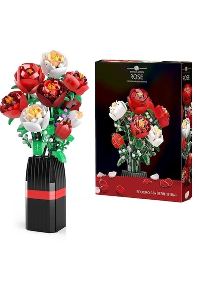 MyRavadino Building set, Bouquet of 9 roses, x Jie Star™, 818 pieces