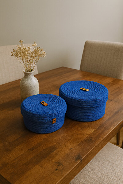 HandmadeSNM 2-Lid Organizer Basket 100% Handmade, Bathroom Organizer, Storage Box, Towel Holder