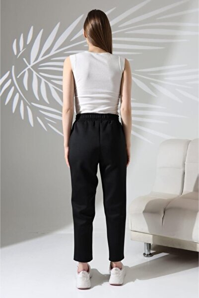 Kokosh moda Women's long sleeve diving fabric pocket detail elastic waist non-iron pants