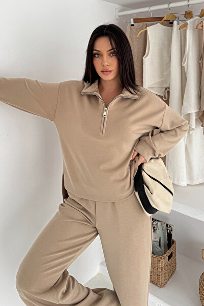 Mogi Butik Premium Modal Fabric Zippered Collar Women's Suit 3140