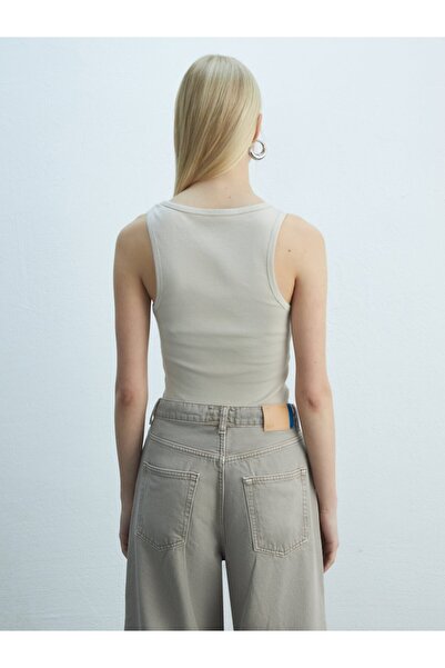 Ltb Short Sleeve U Neck Basic Beige Undershirt