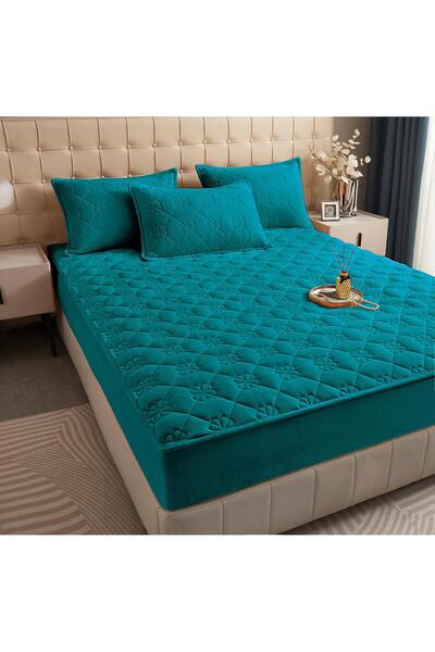 FANE Bed cover and 2 pillowcases, Velvet, Quilted Topper, 140x200cm