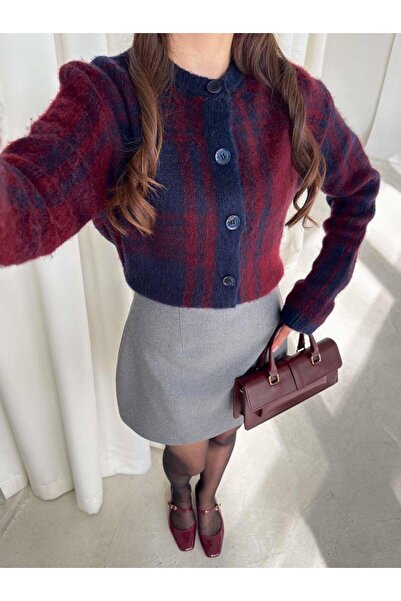 ALVOR Checkered Wool and Alpaca Blended Cardigan