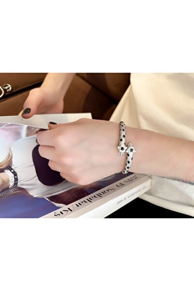 Leyla Kırmızı Mücevherat SİLVER 925 AYAR SİYAH TAŞLI BİLEZİK