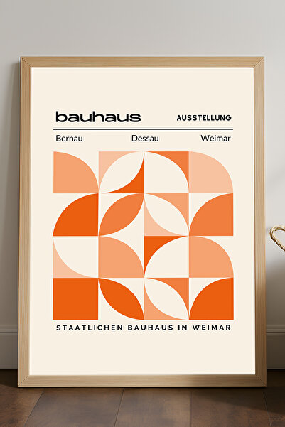 Duvarda Αφίσα Bauhaus με φυσικό ξύλινο πλαίσιο, διακοσμητική καλλιτεχνική ζωγ...