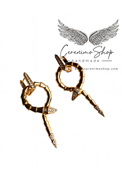 Cerenimo Shop أقراط بتصميم ثعبان مرصع بالأحجار